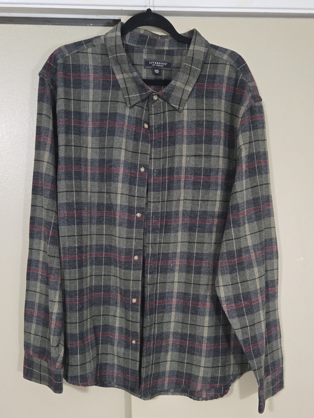 Liverpool Los Angeles Men's Gray Plaid Button-Up Shirt Size XXL